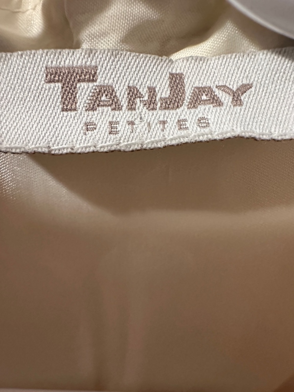 TANJAY Light Ivory 90’s Retro Jacket, Gold Tone Jacquard Pattern Sz Petite L-XL - Picture 3 of 10